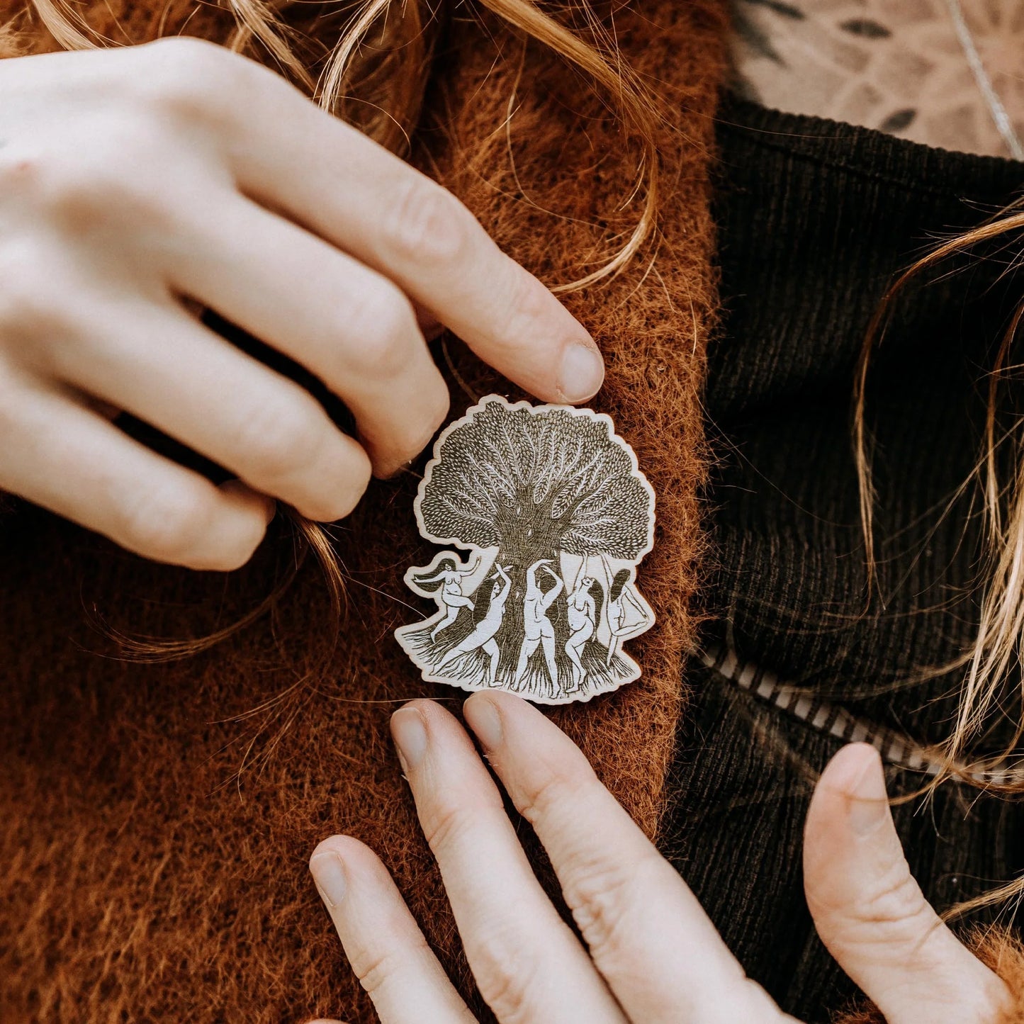 WILD WOMEN wooden pin badges