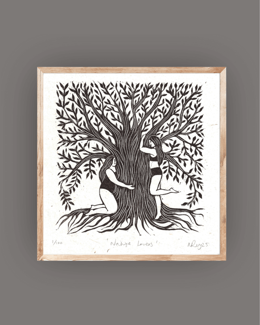 NATURE LOVERS linoprint