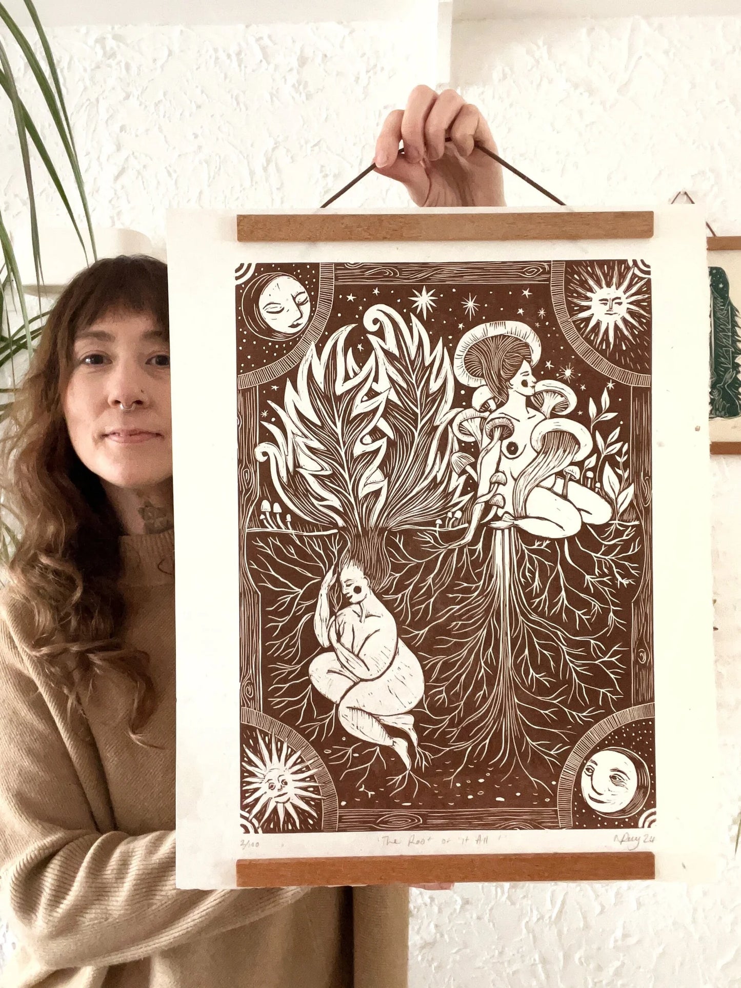 THE ROOT OF IT ALL Linoprint