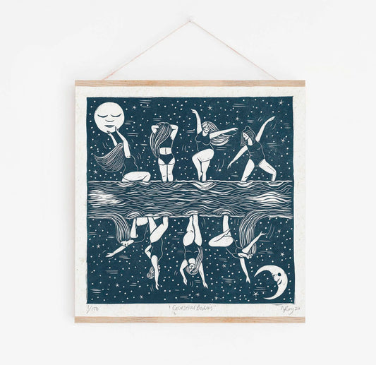 CELESTIAL BODIES linoprint