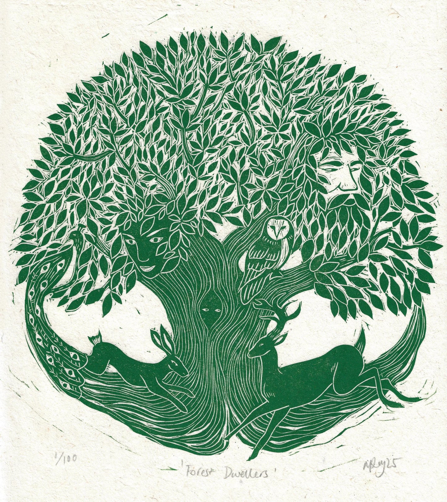 FOREST DWELLERS linoprint