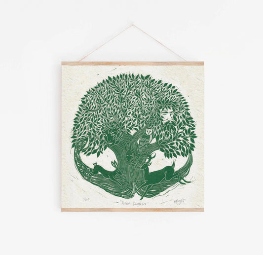 FOREST DWELLERS linoprint