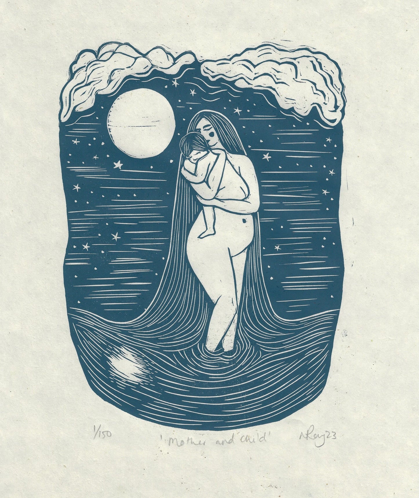 MOTHER & CHILD linoprint