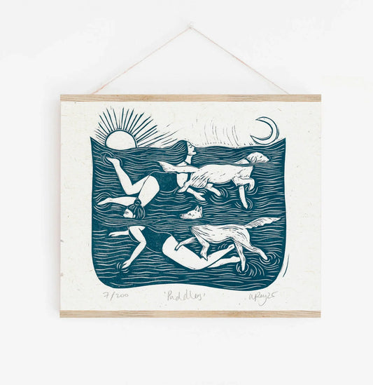 PADDLERS linoprint