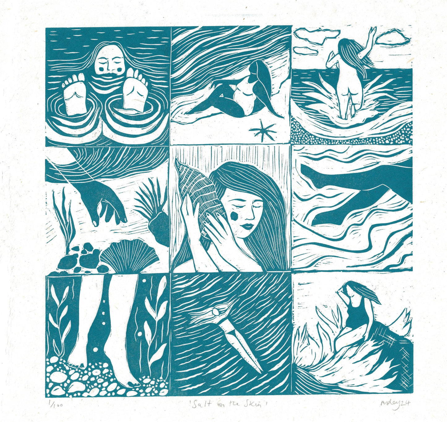 SALT ON THE SKIN linoprint