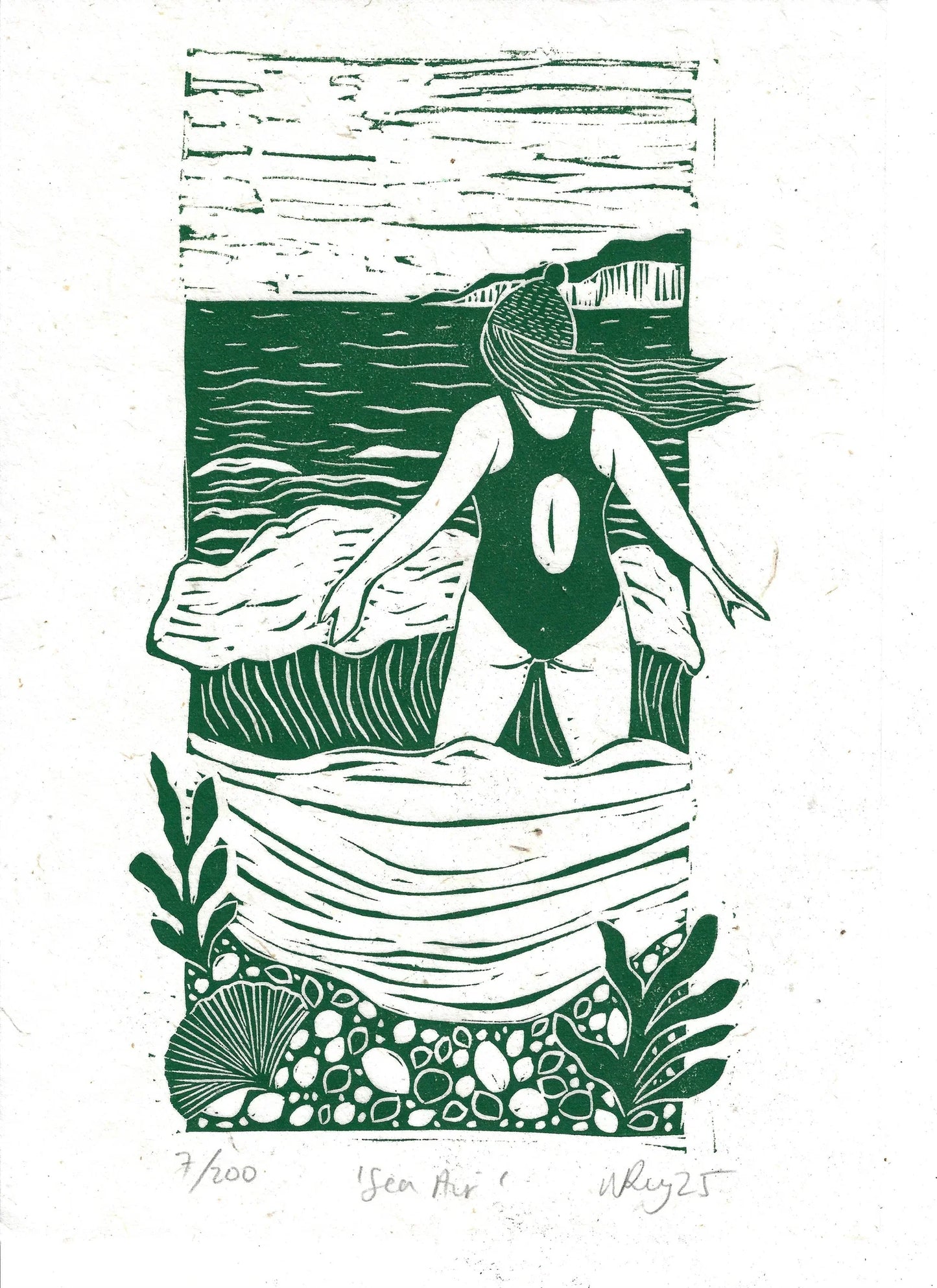 SEA AIR linoprint