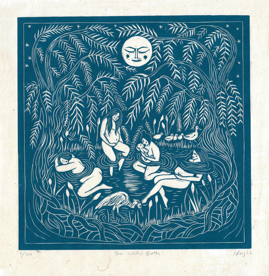 THE BIRTH POOL linoprint