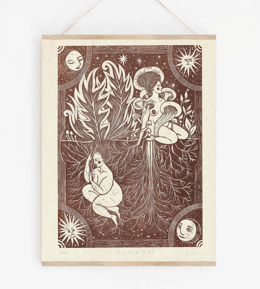 THE ROOT OF IT ALL Linoprint