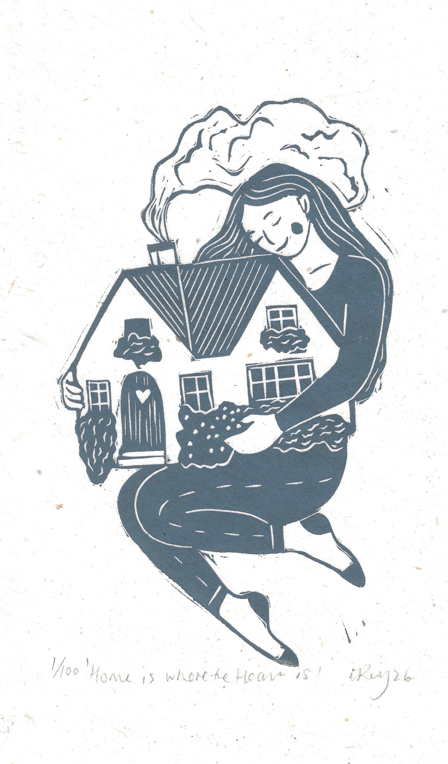 HOME IS WHERE THE HEART IS linoprint