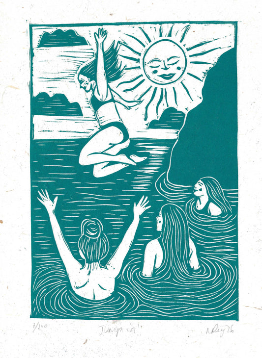 JUMP IN linoprint