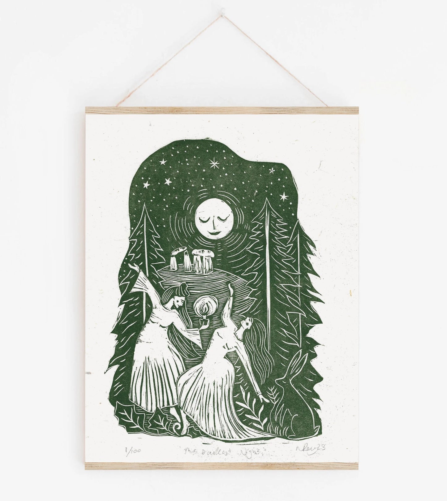 THE DARKEST NIGHT linoprint