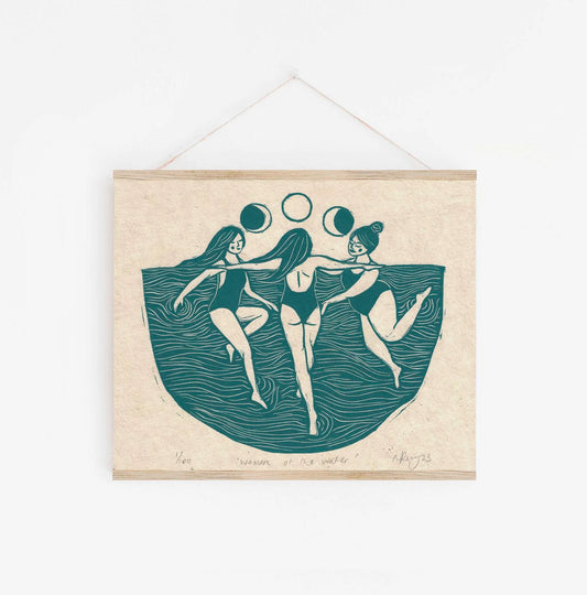 WOMEN OF THE WATER linoprint
