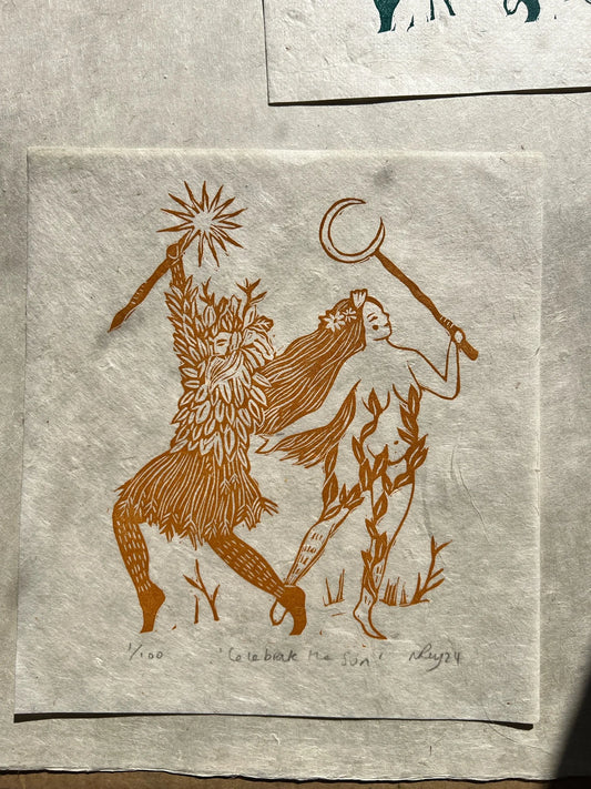CELEBRATE THE SUN linoprint