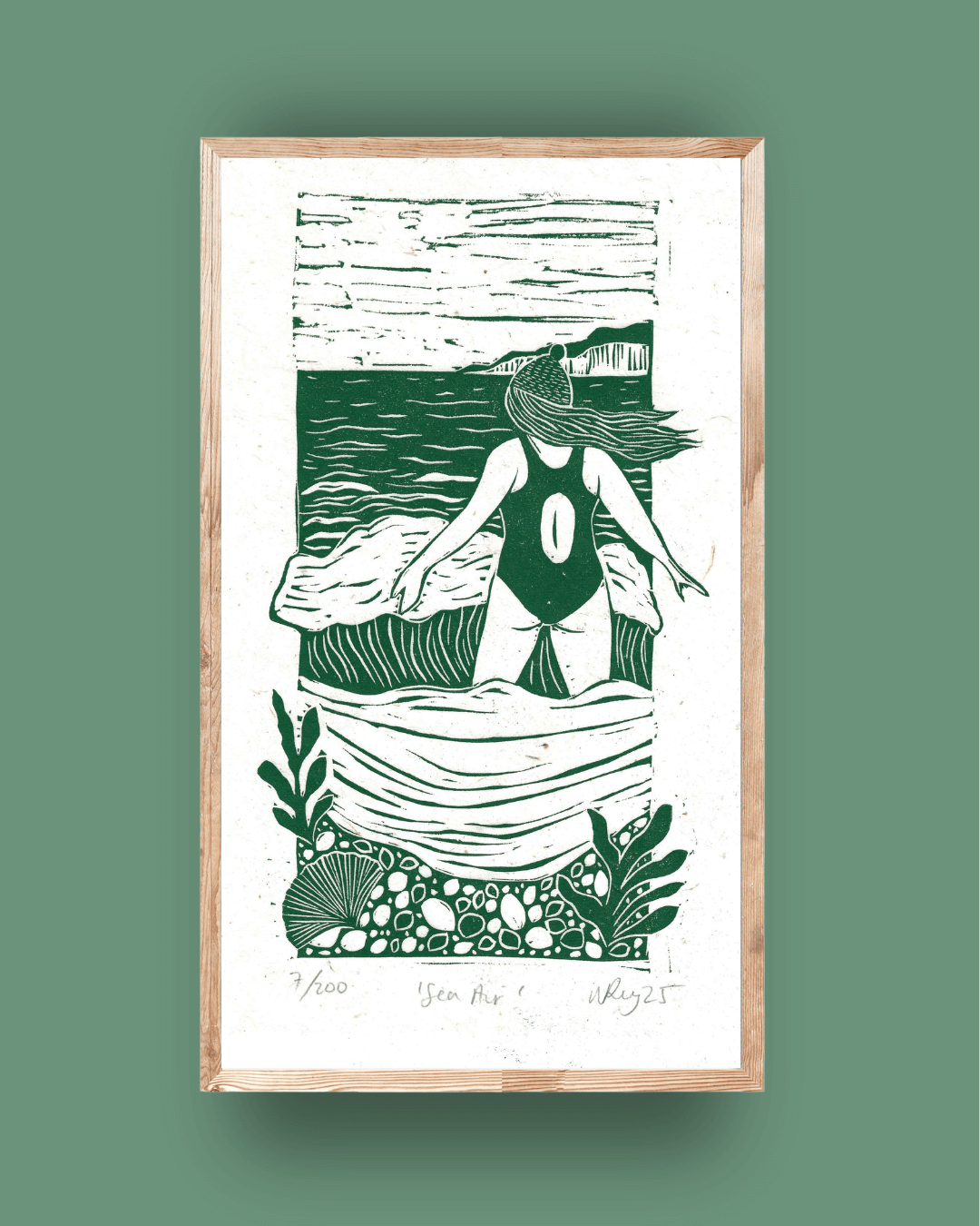 SEA AIR linoprint