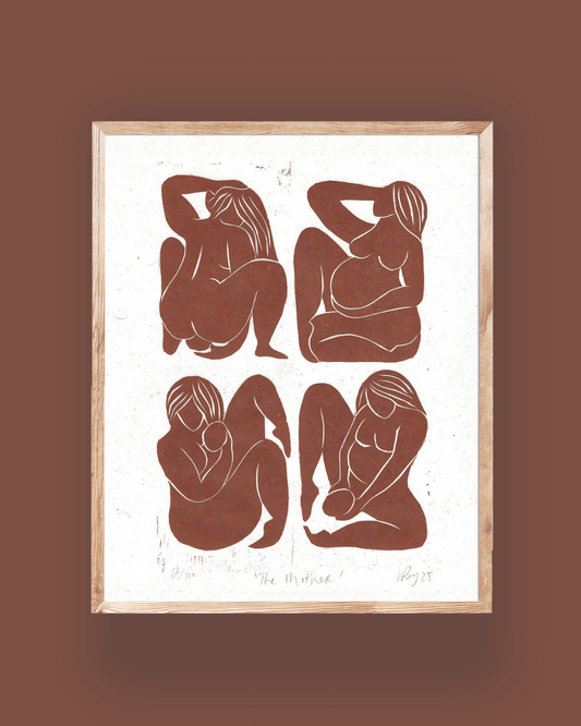 THE MOTHER woodcut