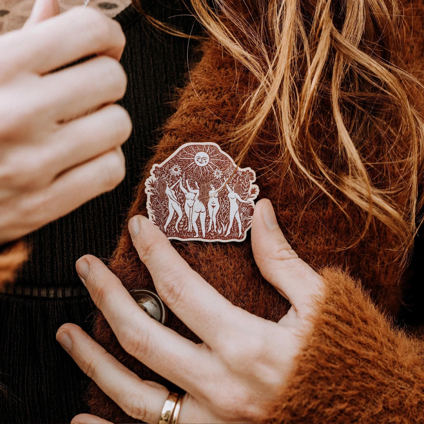 WILD WOMEN wooden pin badges