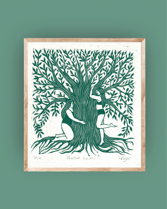 NATURE LOVERS linoprint