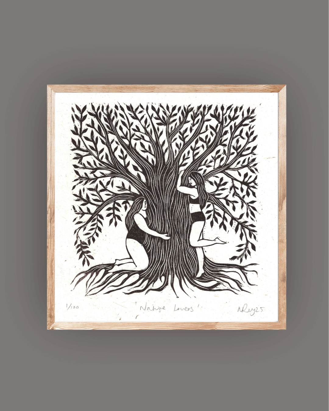 NATURE LOVERS linoprint