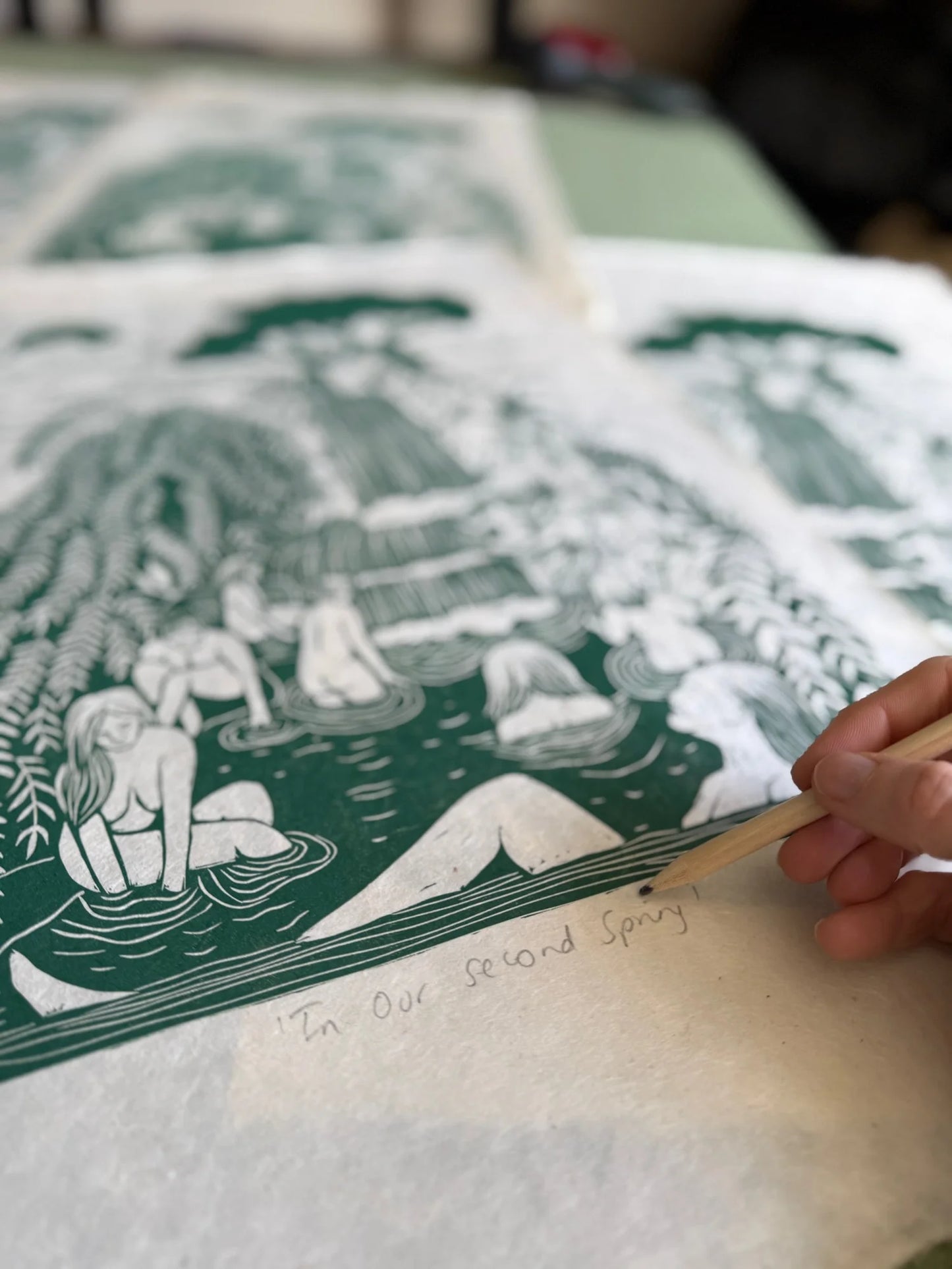 IN OUR SECOND SPRING linoprint