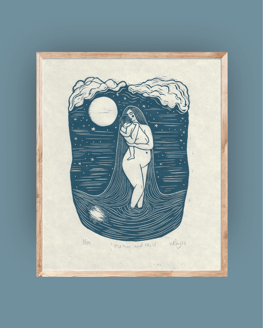 MOTHER & CHILD linoprint