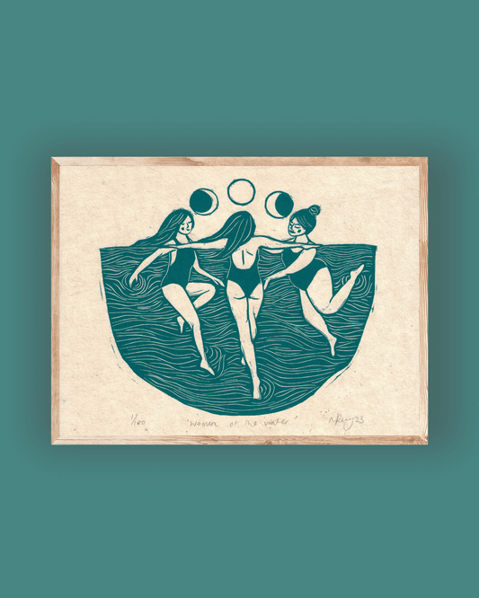 WOMEN OF THE WATER linoprint