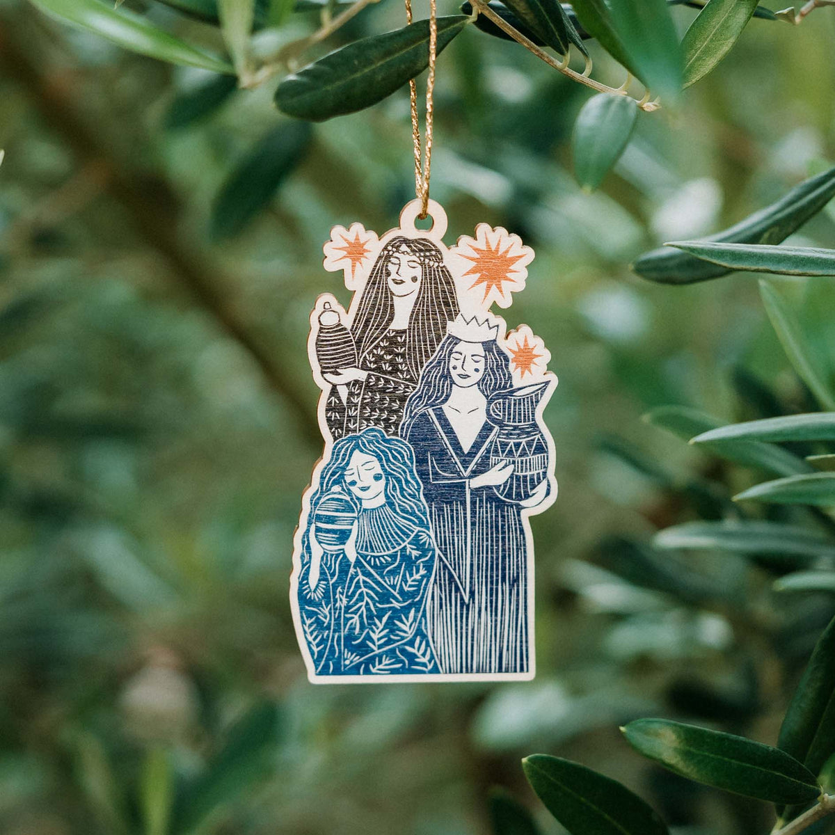 Festive Wooden wild women Ornaments