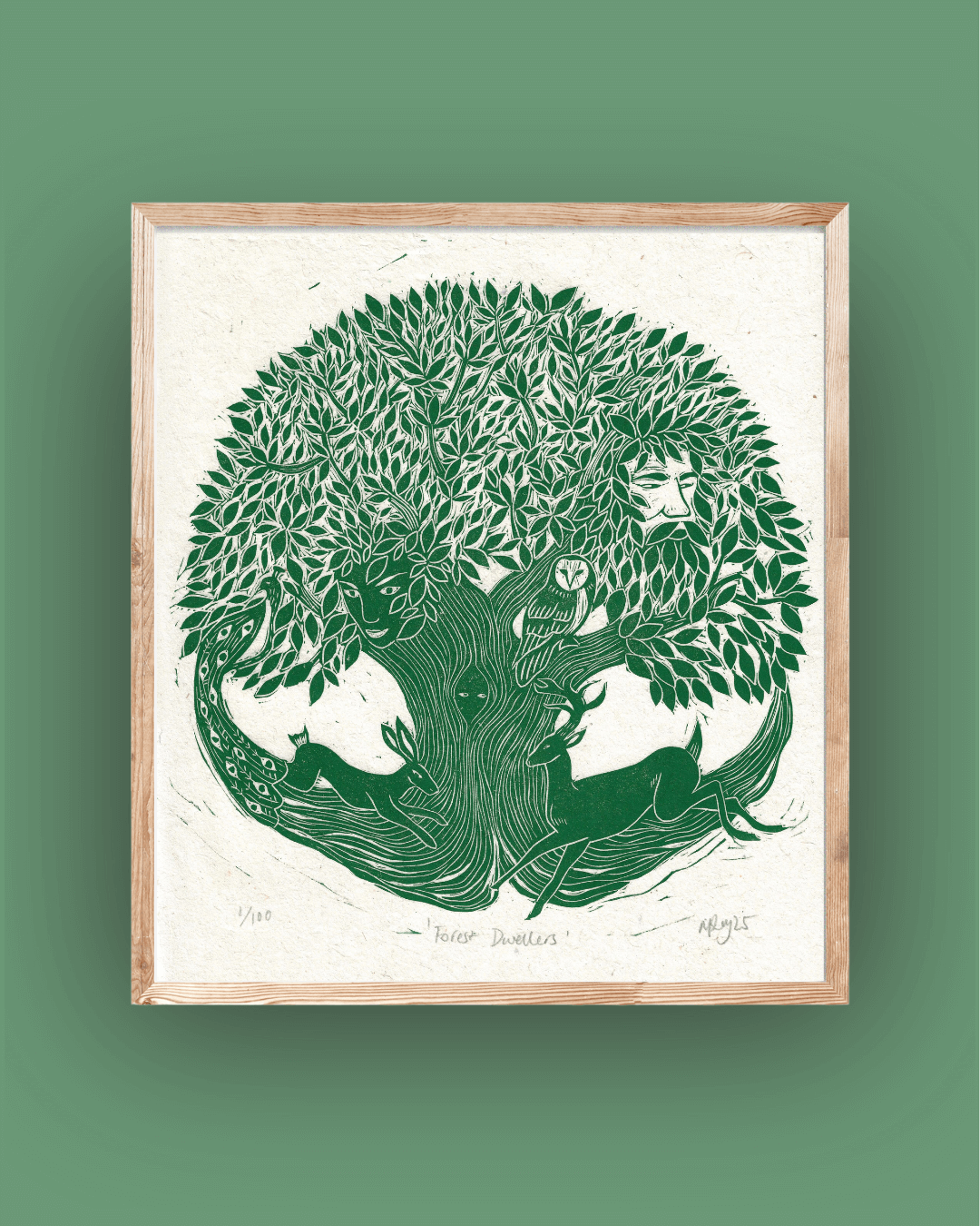 FOREST DWELLERS linoprint