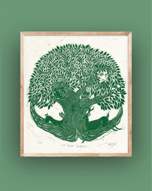 FOREST DWELLERS linoprint