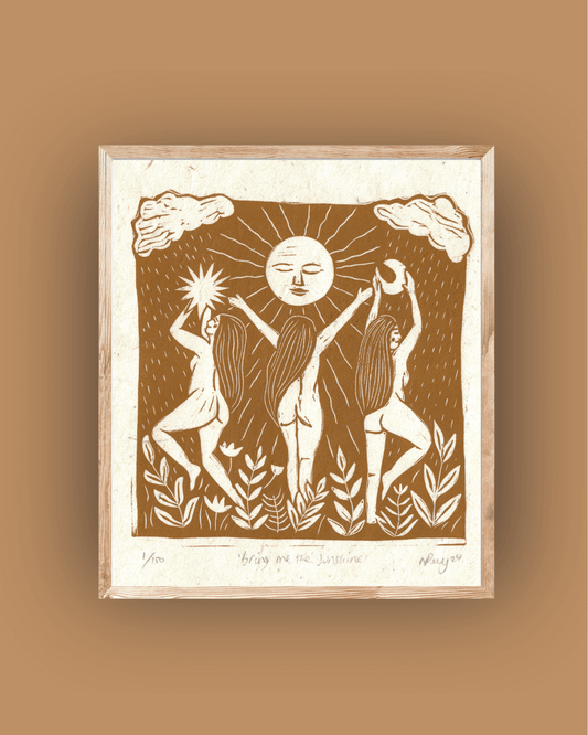 BRING ME THE SUNSHINE linoprint