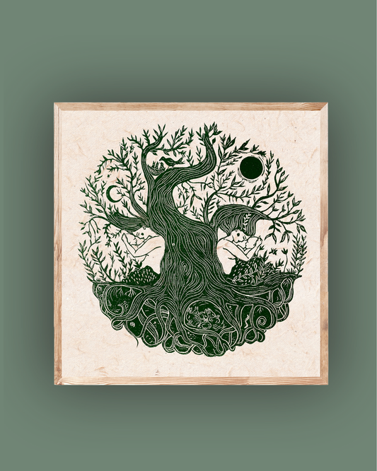 NEW BEGINNINGS linoprint