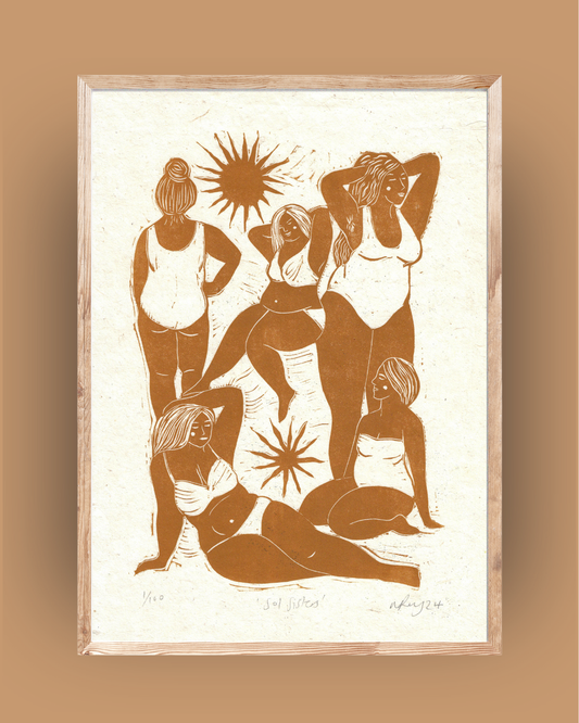 SOL SISTERS linoprint
