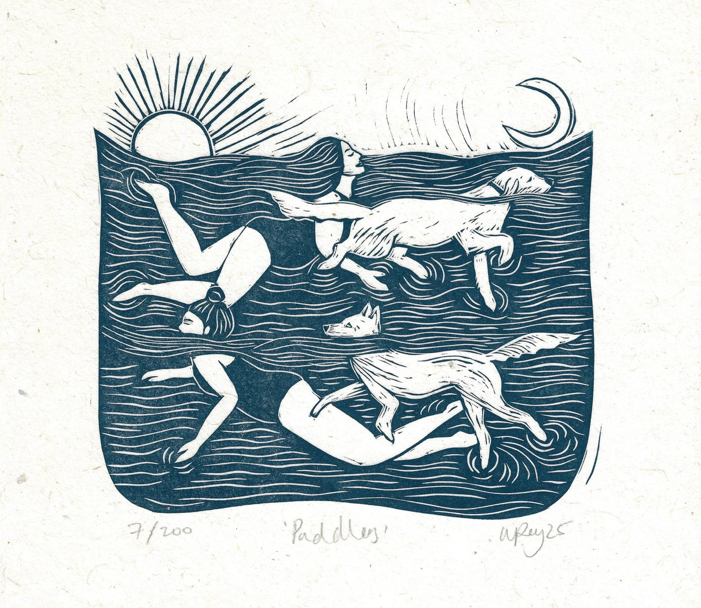 PADDLERS linoprint