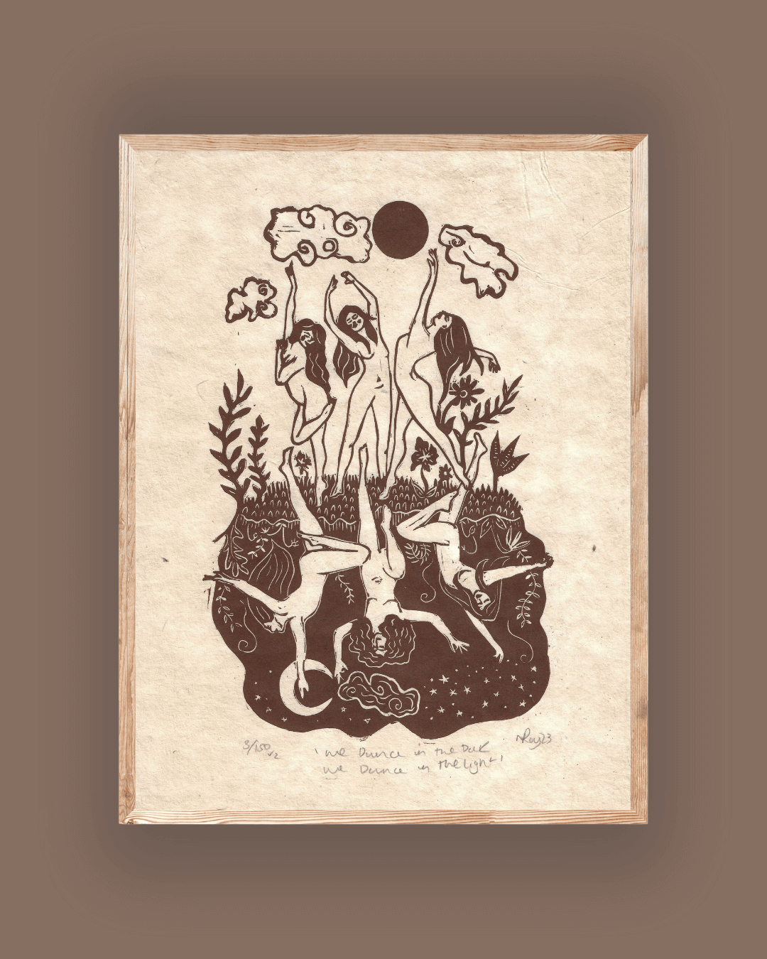 WE DANCE IN THE DARK, WE DANCE IN THE LIGHT linoprint