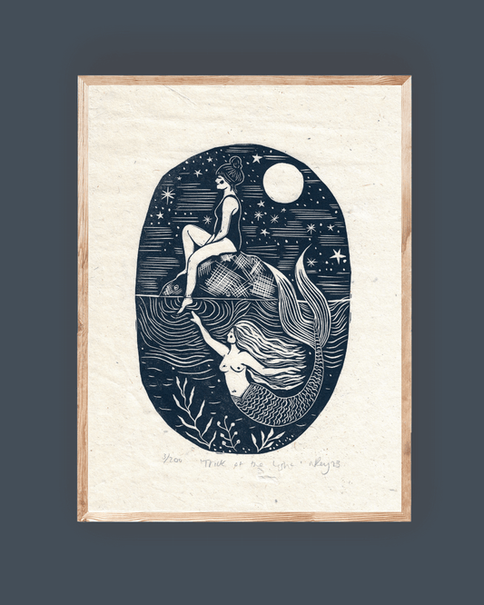 TRICK OF THE LIGHT linoprint