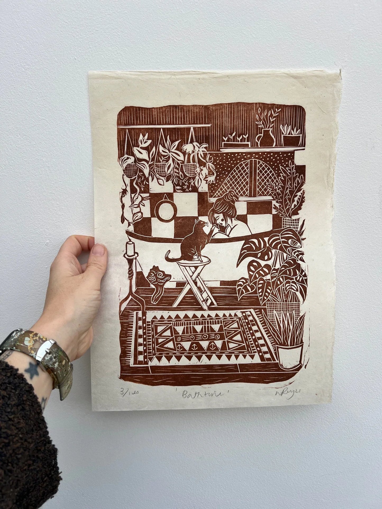 BATHTIME linoprint