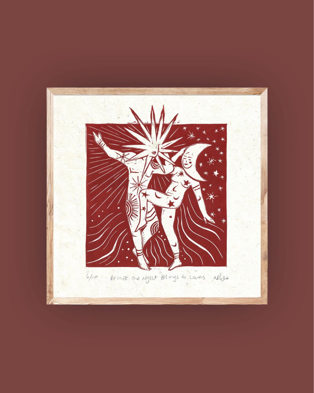 BECAUSE THE NIGHT linoprint