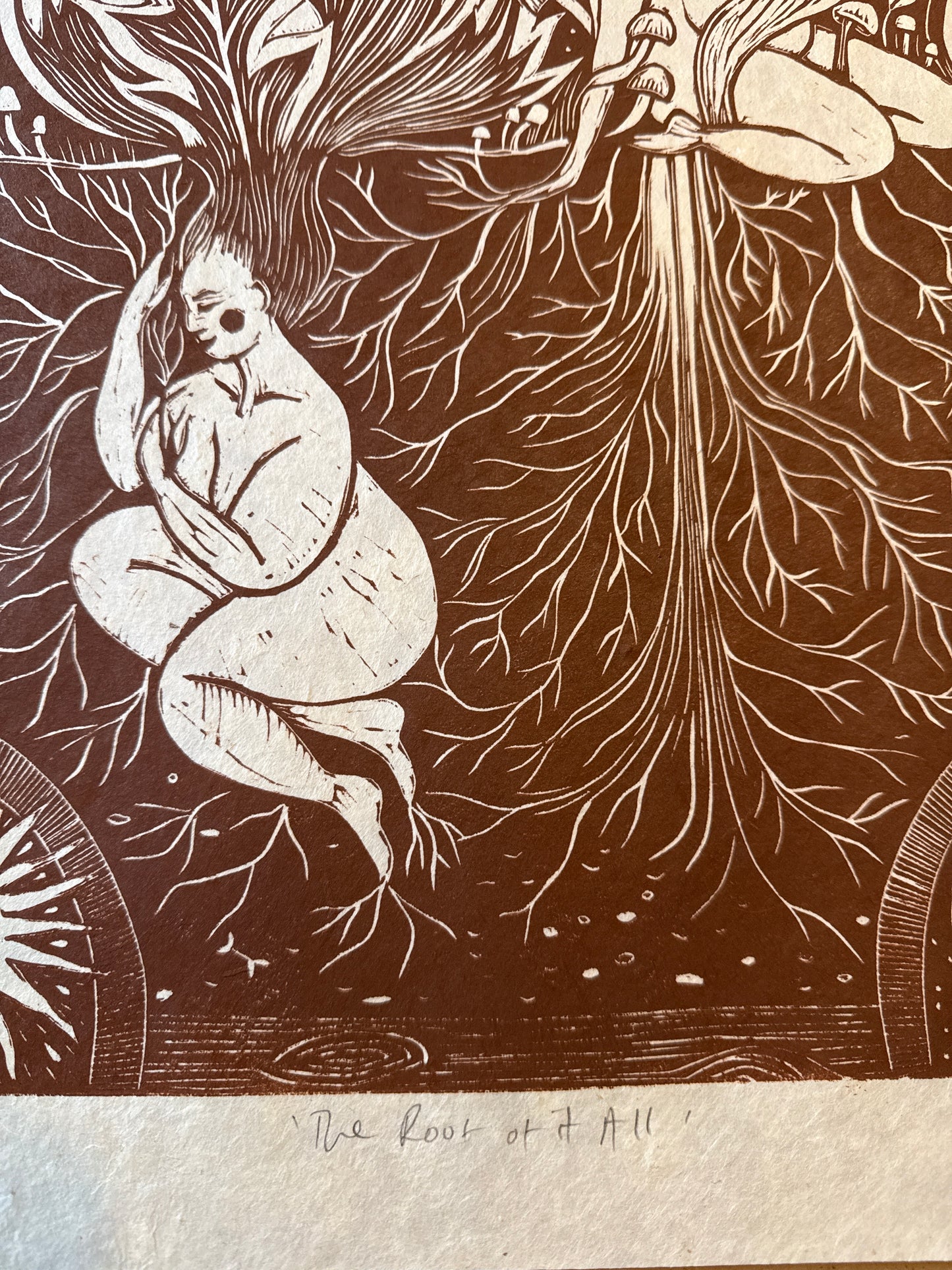 THE ROOT OF IT ALL Linoprint