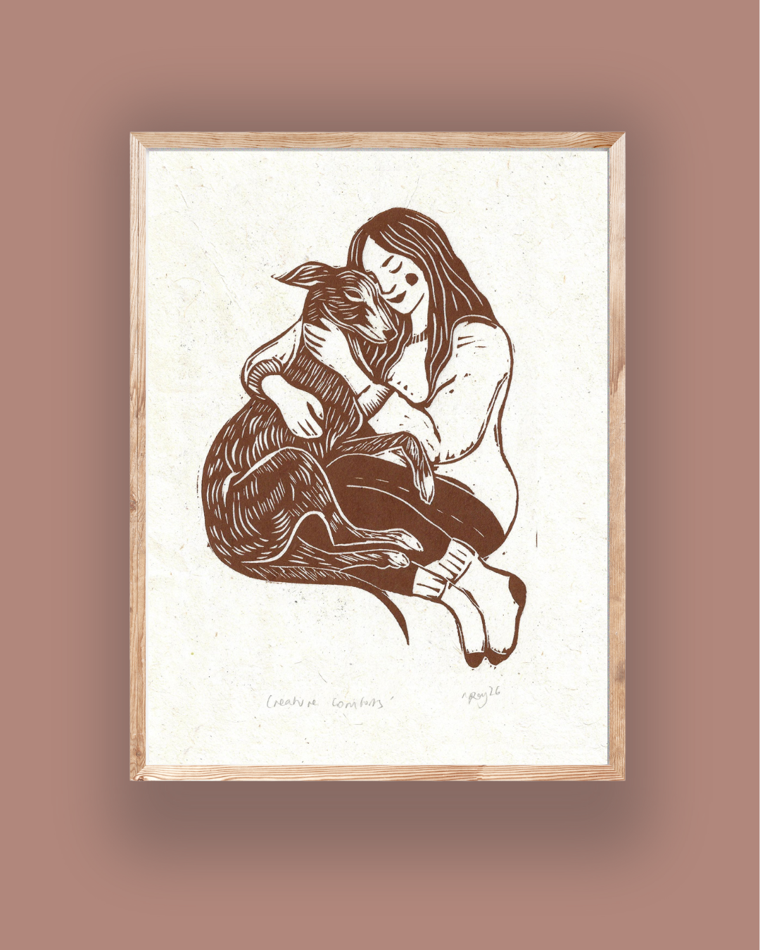 CREATURE COMFORTS linoprint