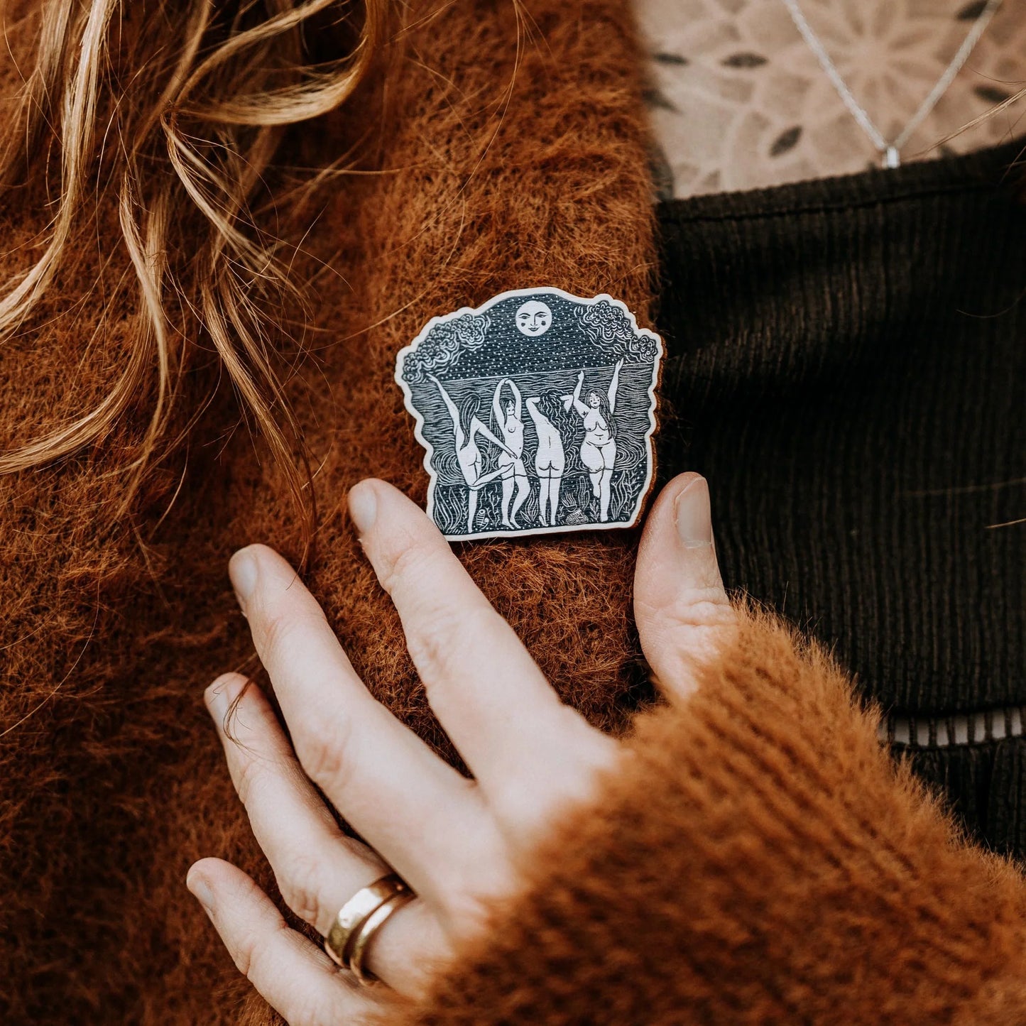 WILD WOMEN wooden pin badges