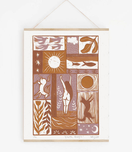 EARTH MAGIC reduction linoprint