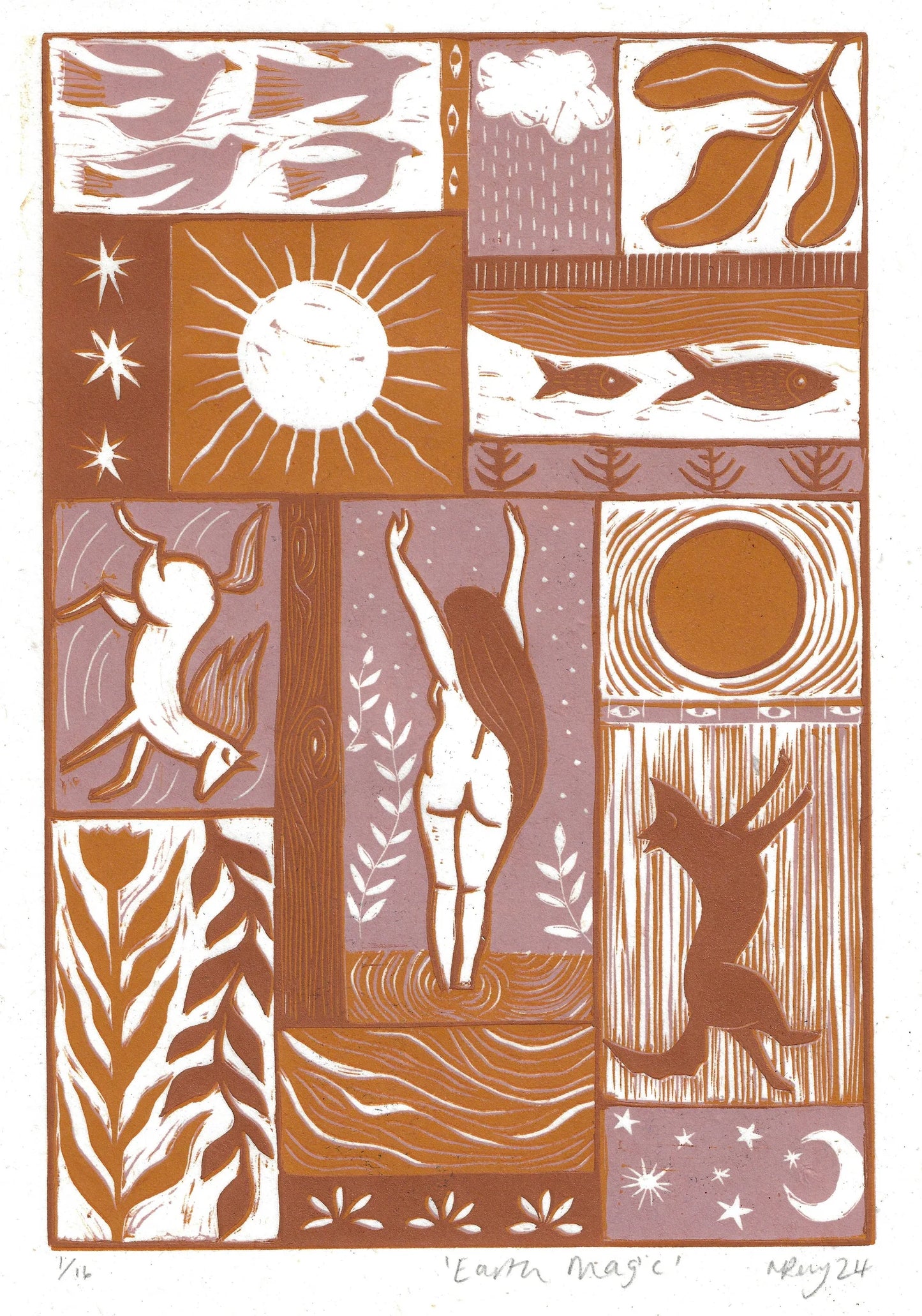 EARTH MAGIC reduction linoprint