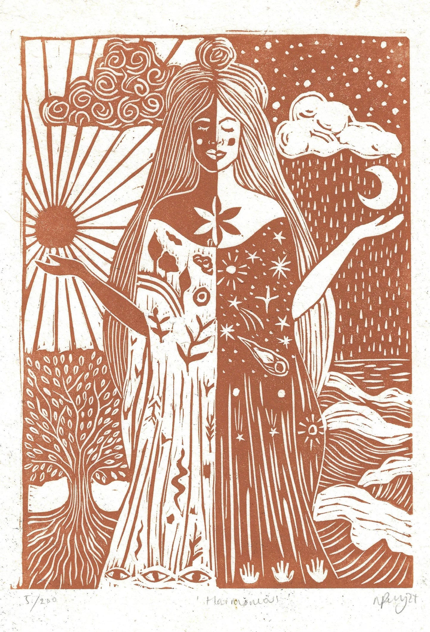 HARMONIOUS linoprint