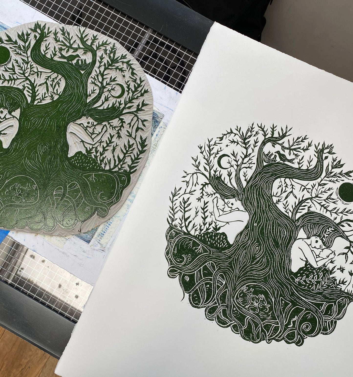 NEW BEGINNINGS linoprint