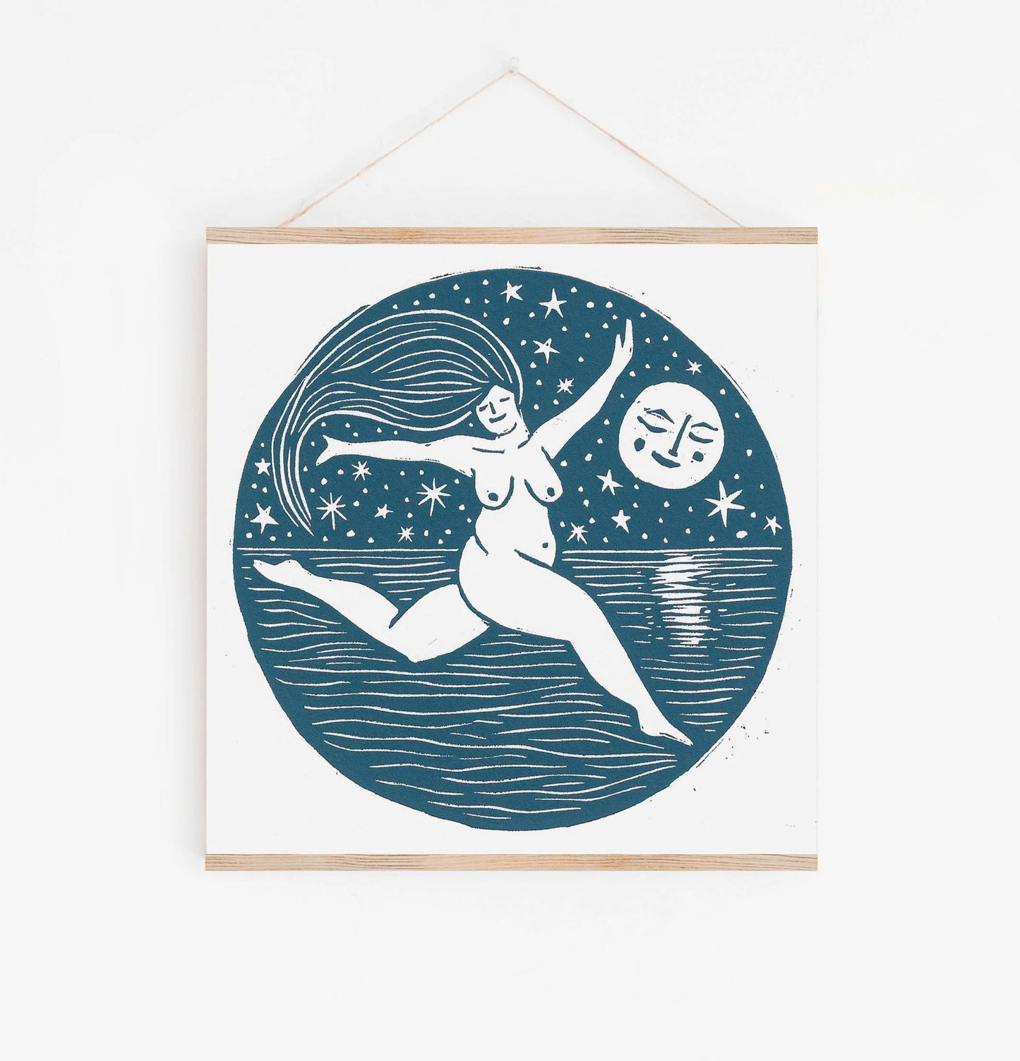 WATER MOON linoprint