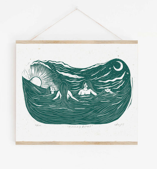 MORNING RITUAL linoprint