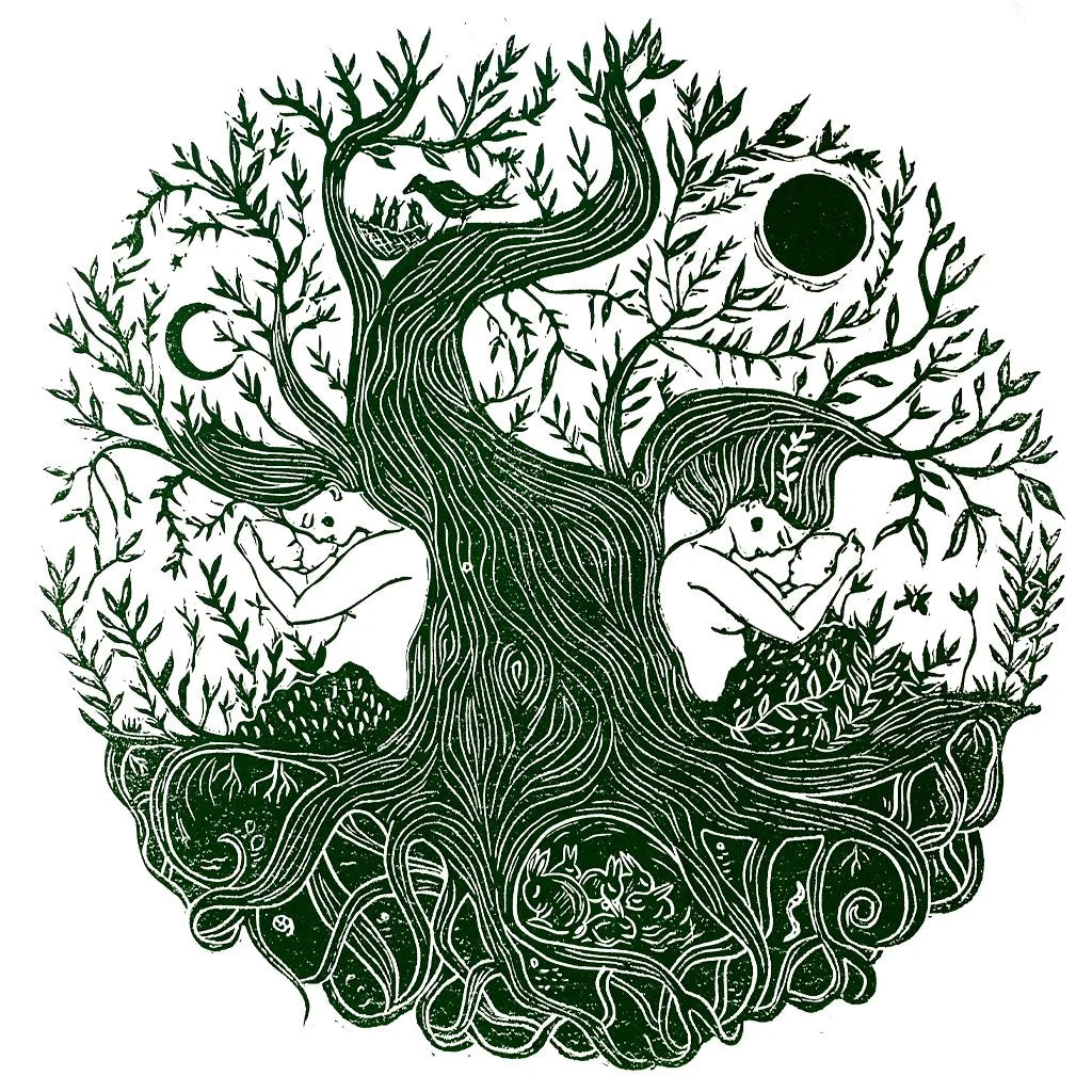 NEW BEGINNINGS linoprint