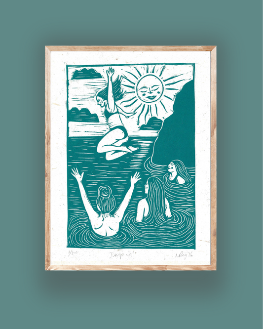 JUMP IN linoprint