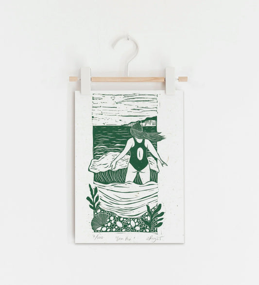 SEA AIR linoprint