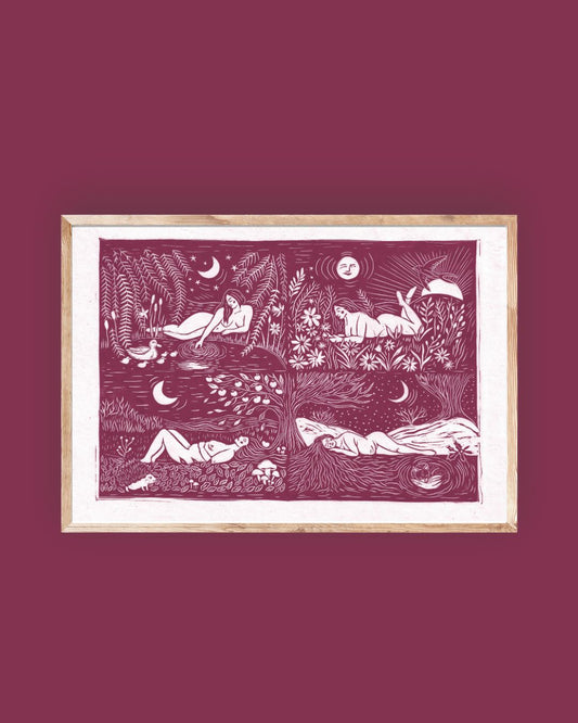 SEASON'S REST Linoprint