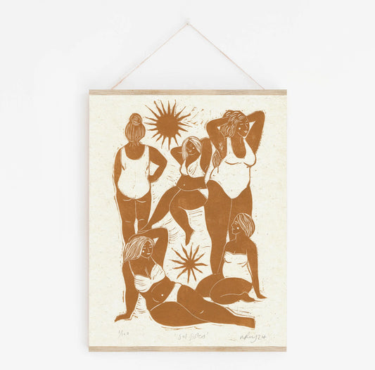 SOL SISTERS linoprint